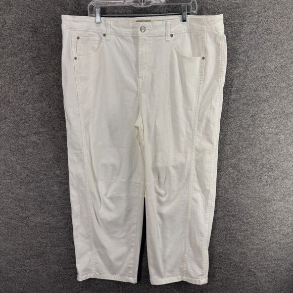 Logo Lori Goldstein Jeans Women 20W Plus White Denim Light Wash High Rise Barrel - Picture 1 of 9